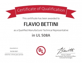 MTR Qualified Manufacturer Technical Representative in UL 508A - TF ELETTRA